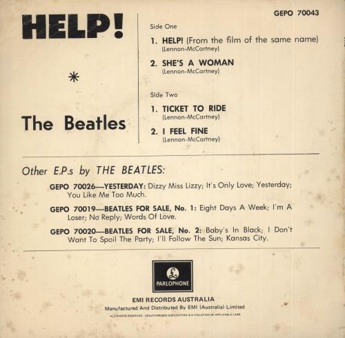 The Beatles Help! E.P. UK 7